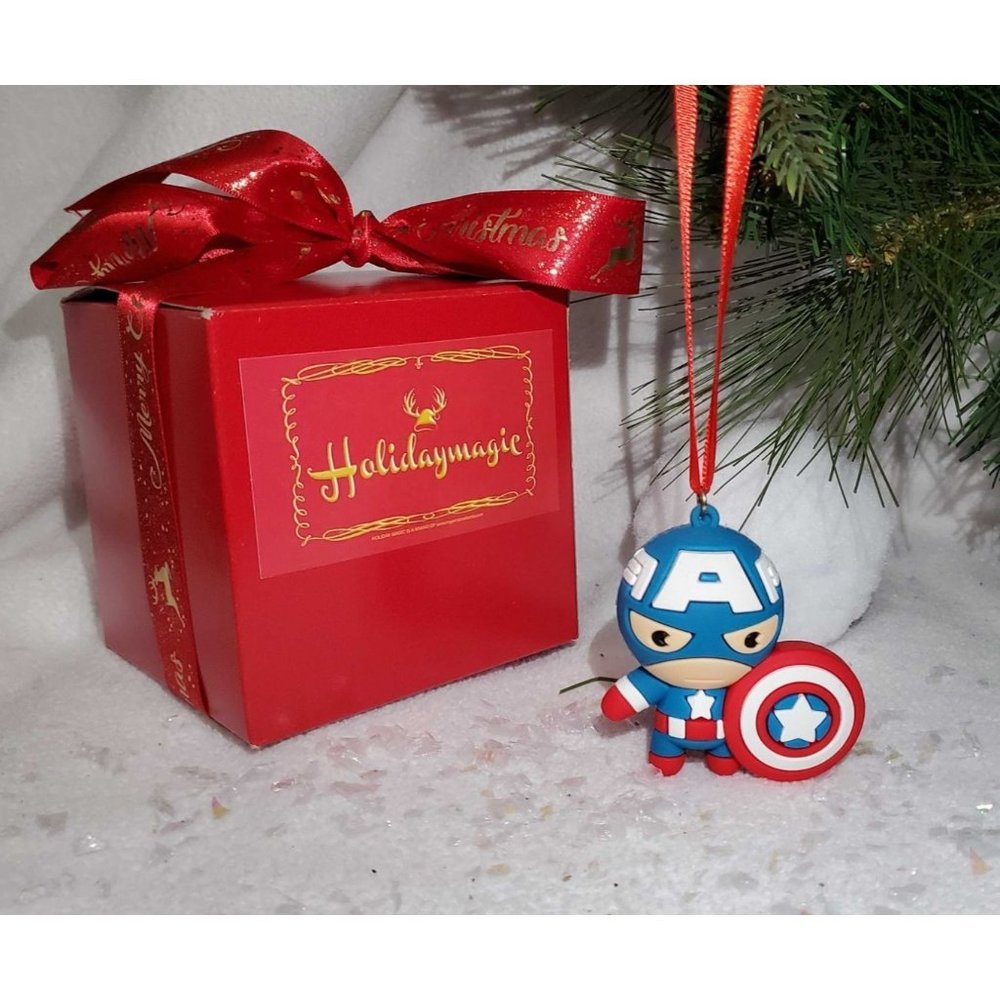 Captain America Christmas Tree Ornament - Comes in Gift Box w/ Christmas Bow